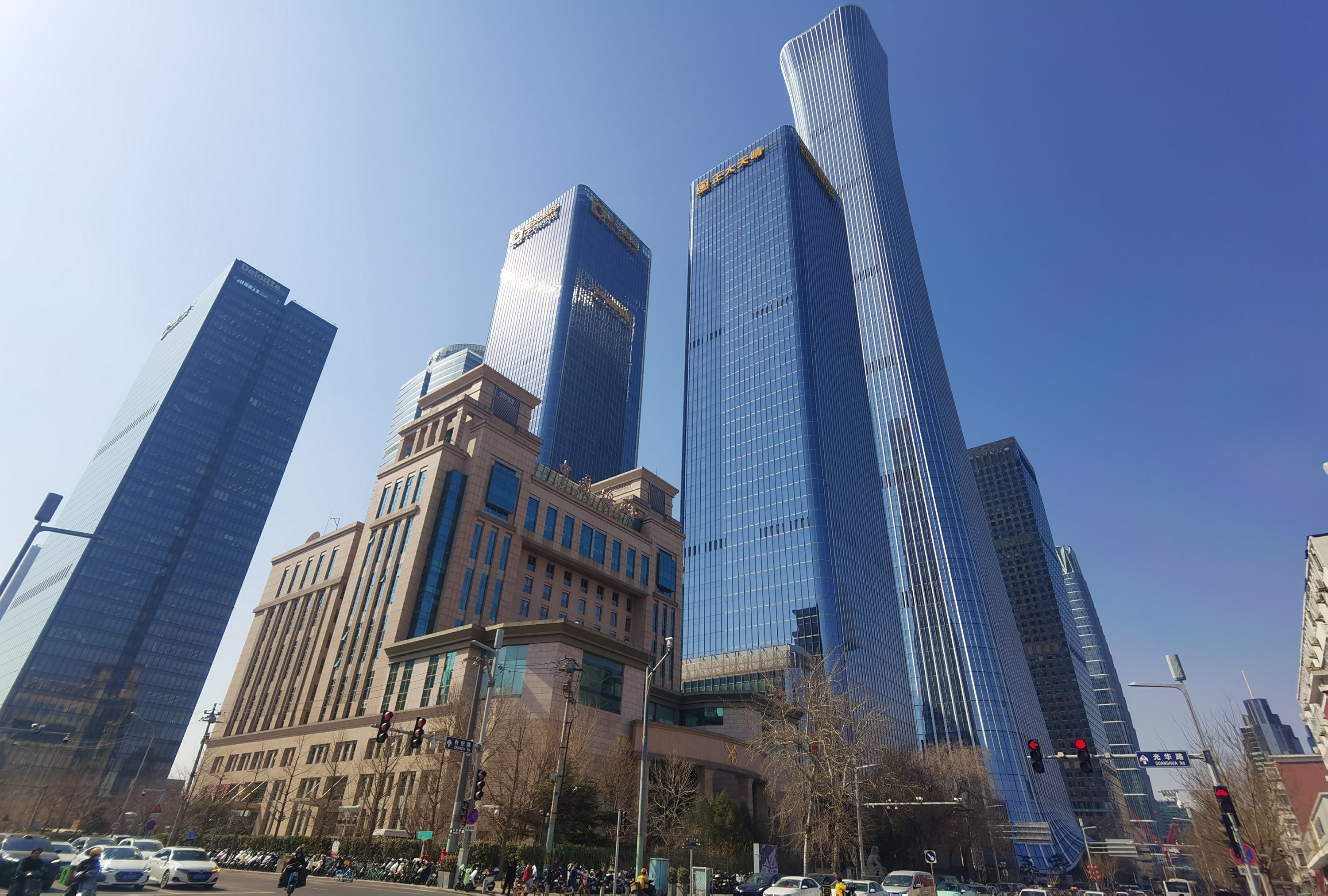 北京CBD核心区航拍，正大中心与中国尊等国贸商圈超高层建筑群